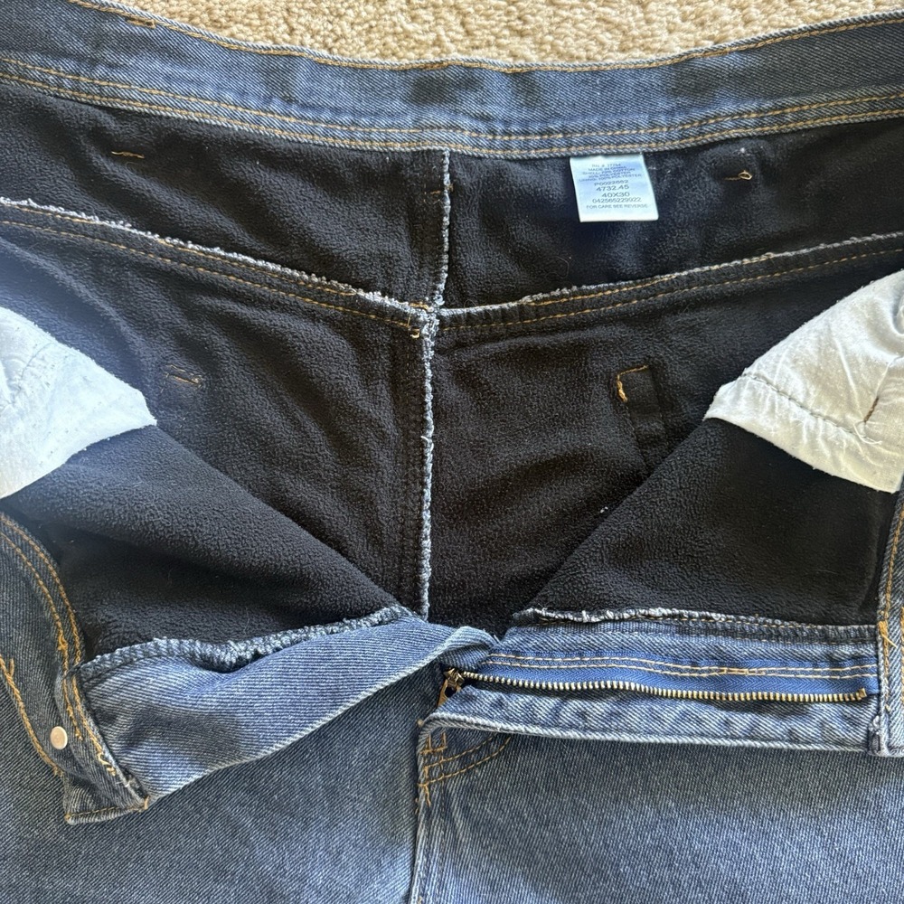 Key Workwear‎ Fleece Lined Jeans Men's 40x30 Indigo Enzyme Wash Insulated 4732 - Picture 8 of 16
